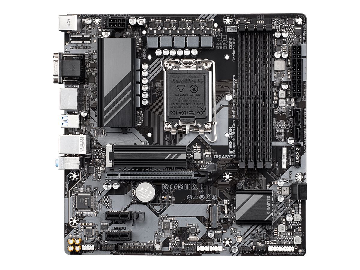 Pilt Gigabyte | B760M DS3H 1.0 M/B | Processor family Intel | Processor socket LGA1700 | DDR5 | Memory slots 4 | Supported hard disk drive interfaces 	SATA, M.2 | Number of SATA connectors 4 | Chipset Intel B760 Express | Micro ATX