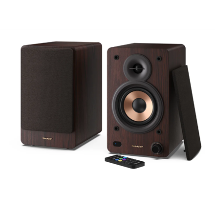 Pilt Sharp CP-SS30 Bookshelf Speakers, Brown | Sharp | Speakers | CP-SS30(BR) Bookshelf | 60 W | Bluetooth | Brown | Wireless connection