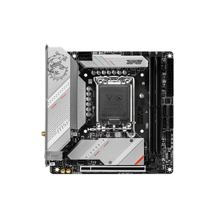 Pilt MSI | MPG B760I EDGE WIFI | Processor family Intel | Processor socket  LGA1700 | DDR5 DIMM | Memory slots 2 | Supported hard disk drive interfaces SATA, M.2 | Number of SATA connectors 4 | Chipset Intel B760 | Mini-ITX