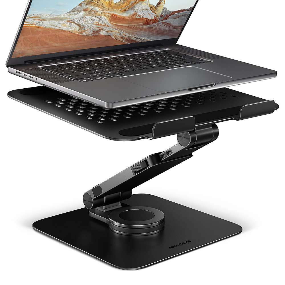 Pilt AXAGON STND-LRB stand with 360° rotation for laptops and tablets | Adjustable Height, Angle | 10-17.3 " | Maximum weight (capacity) 5 kg | Black