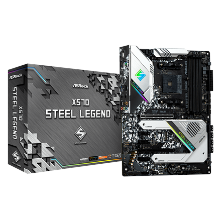 Pilt ASRock | X570 Steel Legend | Processor family AMD | Processor socket AM4 | DDR4 DIMM | Memory slots 4 | Supported hard disk drive interfaces SATA3, M.2 | Number of SATA connectors 8 | Chipset AMD X570 | ATX