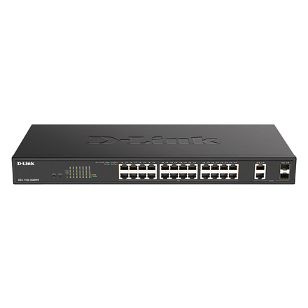 Pilt D-Link | DGS-1100 Series Gigabit Smart Managed Switches | DGS-1100-26MPV2 | Managed L2 | Desktop/Rackmountable | 10/100 Mbps (RJ-45) ports quantity | 1 Gbps (RJ-45) ports quantity | SFP ports quantity | PoE ports quantity | PoE+ ports quantity | Power supply type | month(s)