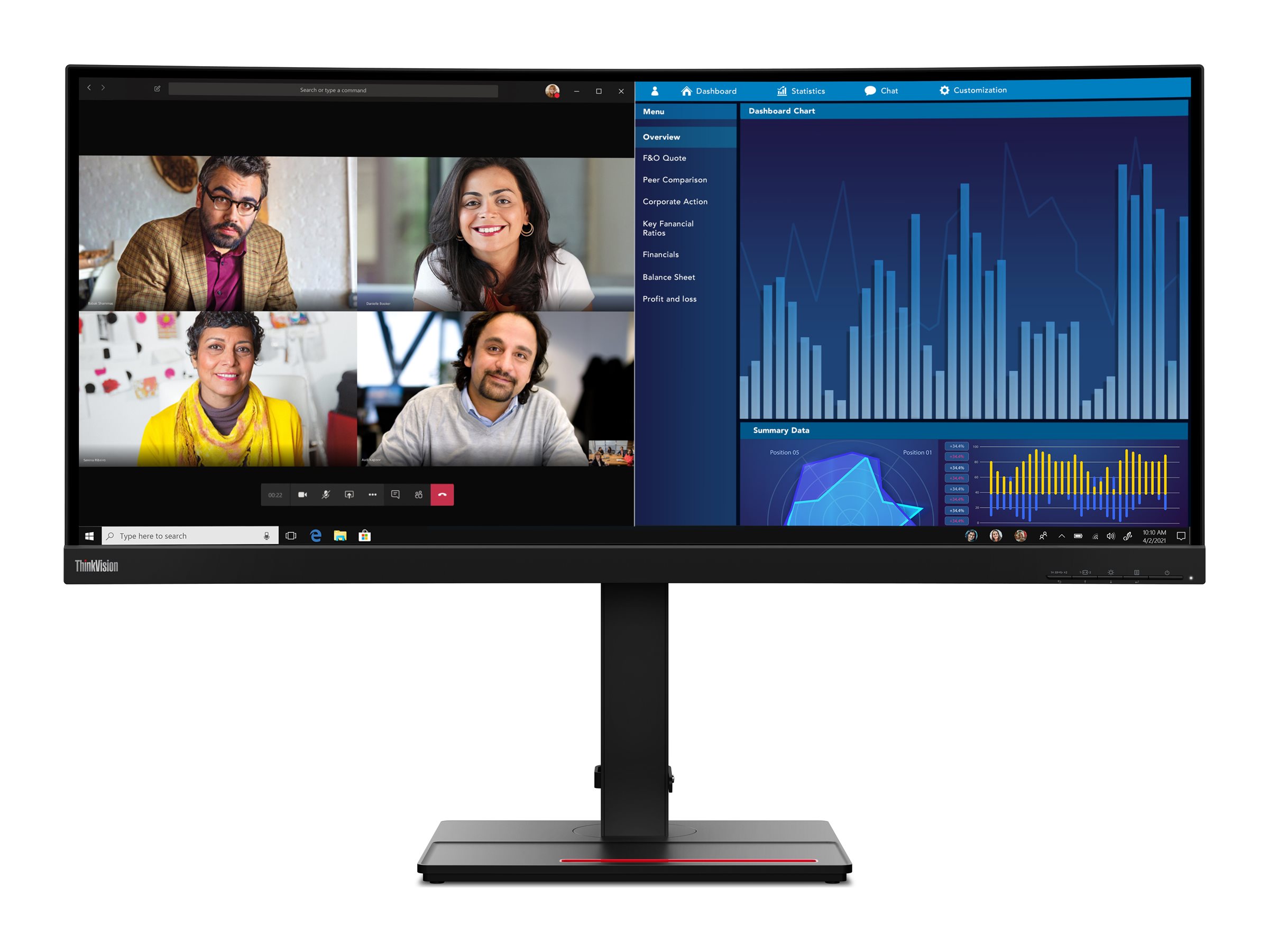 Pilt Lenovo | 3440 x 1440 | ThinkVision | P34w-20 | 34.14 " | 21:9 | 60 Hz | 4 ms | 300 cd/m² | HDMI ports quantity 2 | Black | Warranty 36 month(s)