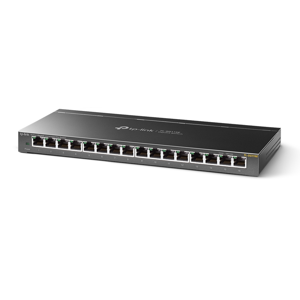 Pilt TP-LINK | Switch | TL-SG116E | Web managed | Wall mountable | Gigabit Ethernet (copper) ports quantity 16 | Power supply type External | 36 month(s)