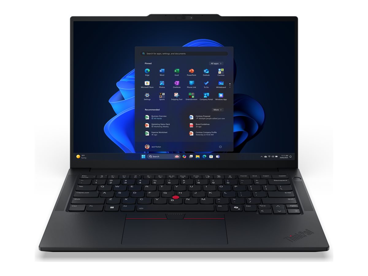 Pilt Lenovo ThinkPad E14 G7 Intel | Black | 14 " | IPS | WUXGA | 1920 x 1200 pixels | Anti-glare | Intel Core Ultra 7 | 258V | 32 GB | Soldered LPDDR5x | Solid-state drive capacity 512 GB | Intel Arc Graphics 140V | Windows 11 Pro | 802.11ax | Bluetooth version 5.3 | Keyboard language English | Keyboard backlit | Warranty 36 month(s) | Battery warranty 12 month(s)