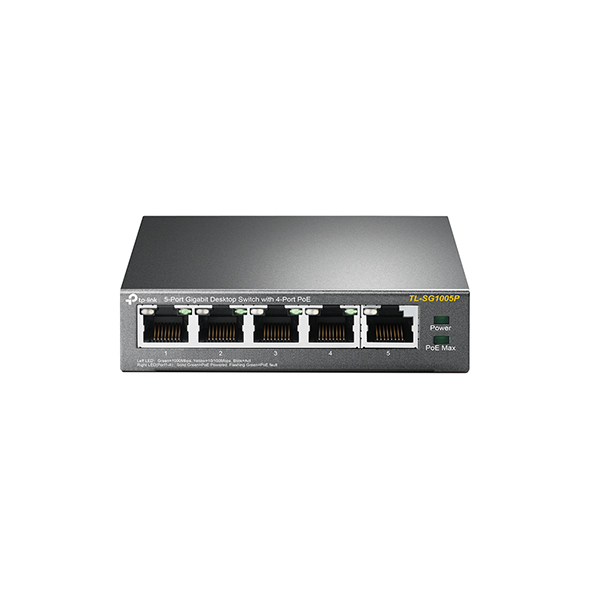 Pilt TP-LINK | Switch | TL-SG1005P | Unmanaged | Desktop | 1 Gbps (RJ-45) ports quantity 5 | PoE ports quantity 4 | Power supply type External | 36 month(s)