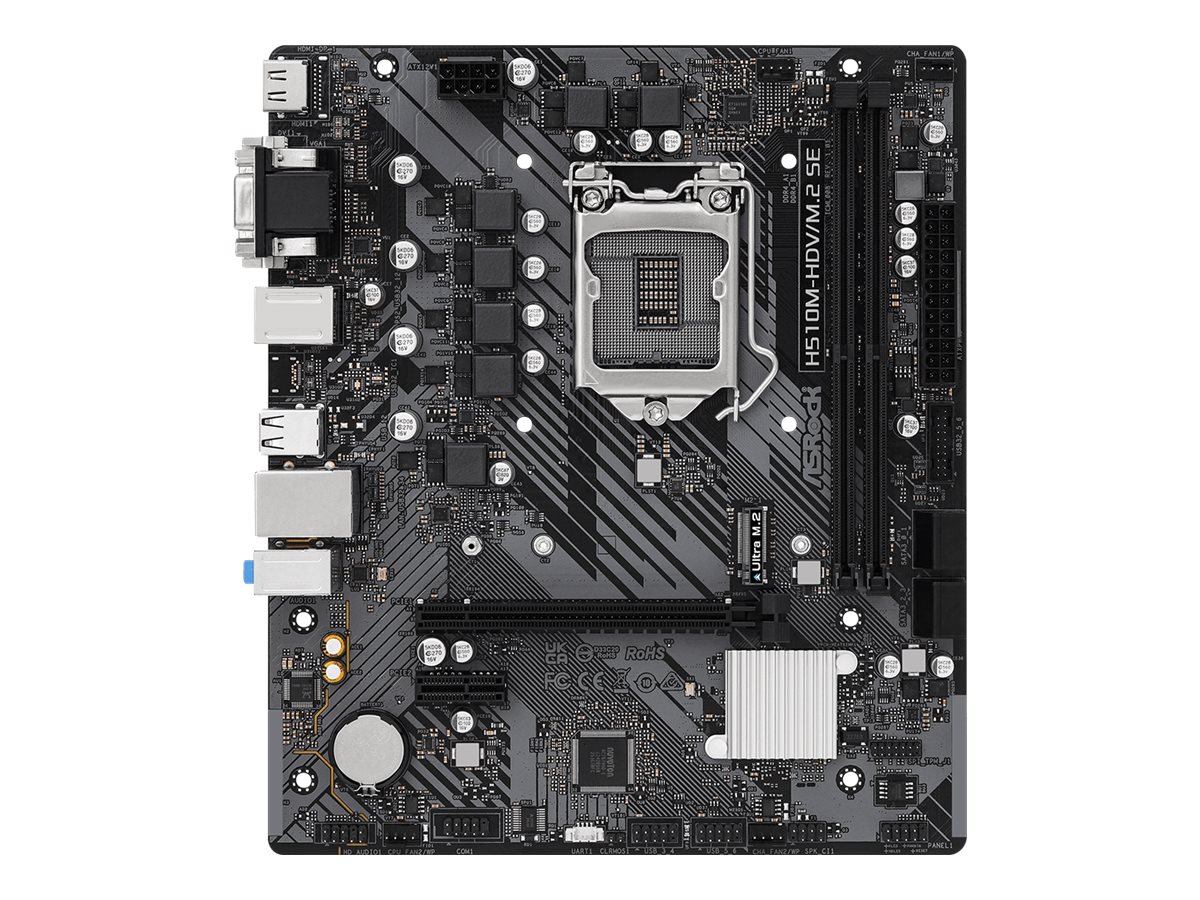 Pilt ASRock | H510M-HDV/M.2 SE | Processor family Intel | Processor socket LGA1200 | DDR4 DIMM | Memory slots 2 | Supported hard disk drive interfaces 	SATA, M.2 | Number of SATA connectors 4 | Chipset H470 | Micro ATX