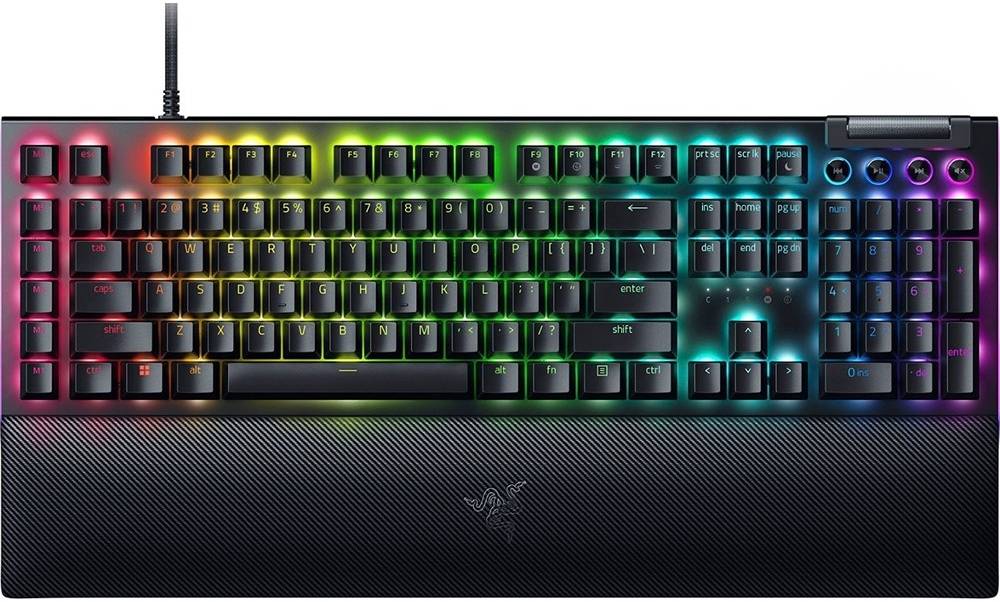 Pilt Razer | BlackWidow V4 | RGB LED light | US | Wired | Black | Yellow Switches | Mechanical Gaming keyboard