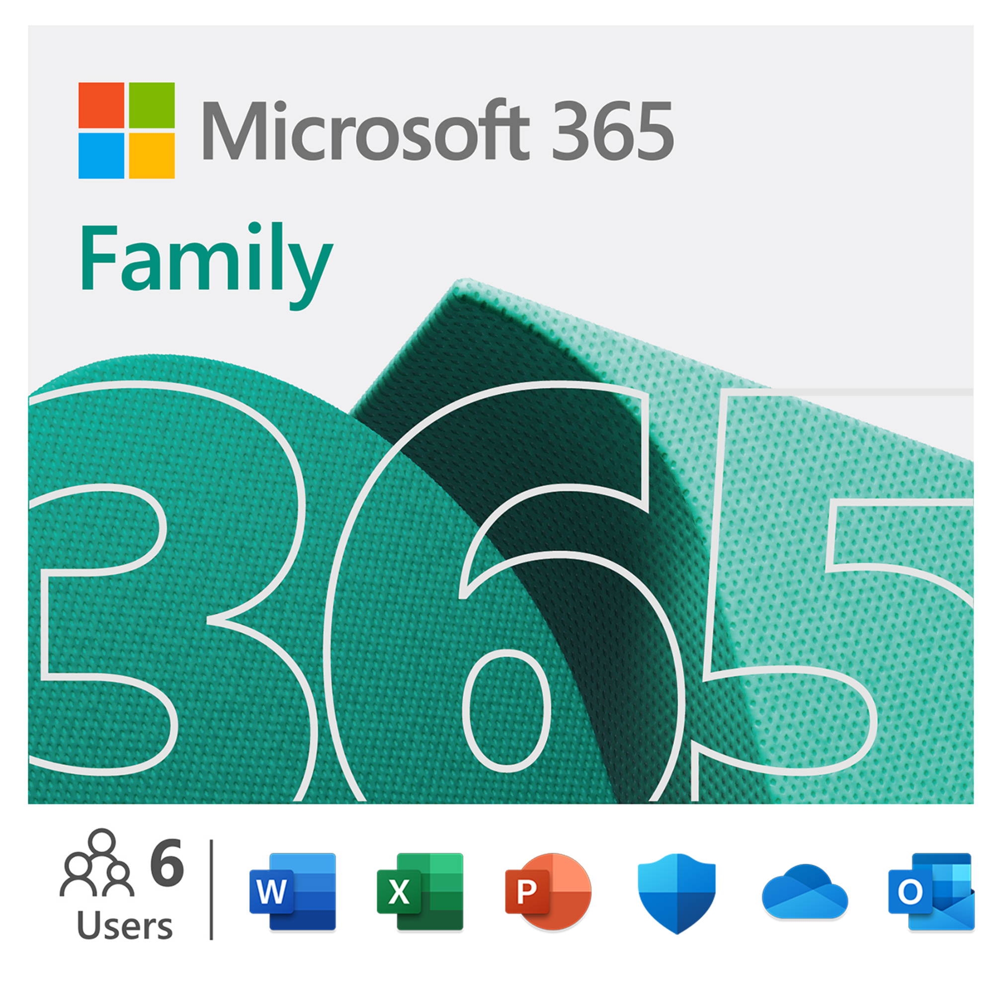 Pilt Microsoft | 365 Family | 6GQ-01897 | M365 Family | FPP | License term 1 year(s) | English | EuroZone Medialess