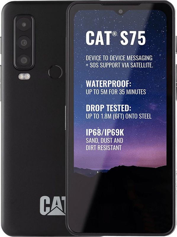 Pilt CAT | 1080 x 2408 | S75 | Black | 6.6 " | IPS LCD | Mediatek | Dimensity 930 (6 nm) | Internal RAM 6 GB | 128 GB | microSDXC | Single SIM | Nano-SIM | 3G | 4G | 5G | Main camera 50+8+2 MP | Secondary camera 8 MP | Android | 12 | 5000  mAh