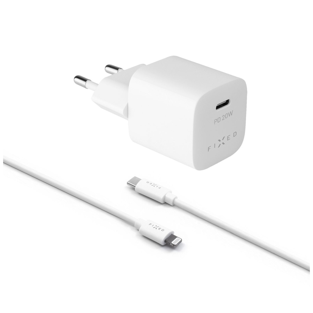 Pilt Fixed | Mini USB-C Travel Charger USB-C/Lightning Cable