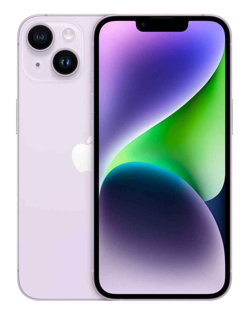 Pilt Apple | iPhone 14 | Purple | 6.1 " | Super Retina XDR | Apple | A15 Bionic | Internal RAM 4 GB | 128 GB | Dual SIM | Nano-SIM | 3G | 4G | 5G | Main camera 12+12 MP | Secondary camera 12 MP | iOS | 16 | 3279 mAh