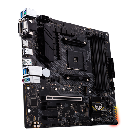 Pilt Asus | TUF GAMING A520M-PLUS | Processor family  AMD | Processor socket AM4 | DDR4 | Memory slots 4 | Supported hard disk drive interfaces SATA, M.2 | Number of SATA connectors 4 | Chipset  AMD A520 | Micro ATX