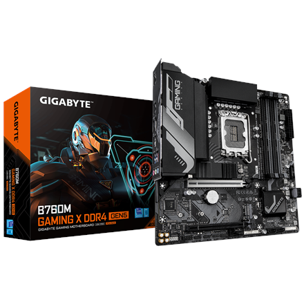 Pilt Gigabyte B760M GAMING X DDR4 GEN5 | Processor family Intel | Processor socket LGA1700 | DDR4 | Supported hard disk drive interfaces M.2, SATA | Number of SATA connectors 4