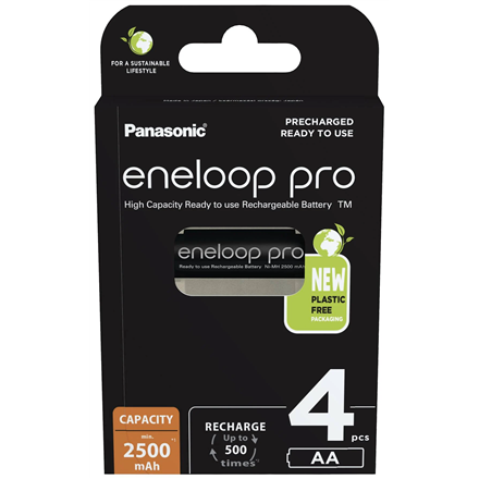 Pilt Panasonic | Rechargeable Batteries | ENELOOP Pro BK-3HCDE/4BE | AA | 2500 mAh | 4 pc(s)
