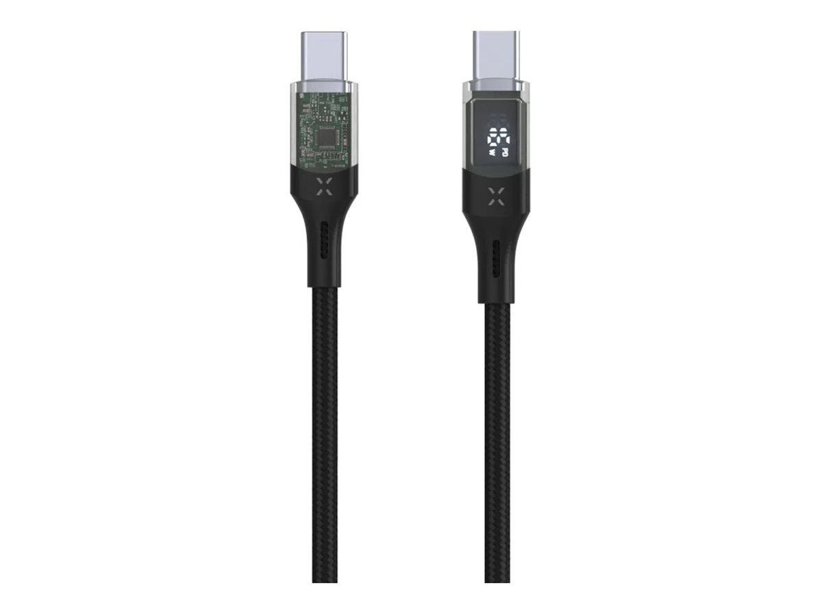 Pilt Fixed | Cable USB-C/USB-C with display, PD support, 2m, USB 2.0, 100W | FIXDD-CC2-BK