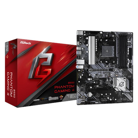 Pilt ASRock | B550 PHANTOM GAMING 4 | Processor family AMD | Processor socket AM4 | DDR4 DIMM | Supported hard disk drive interfaces SATA3, M.2 | Number of SATA connectors 6