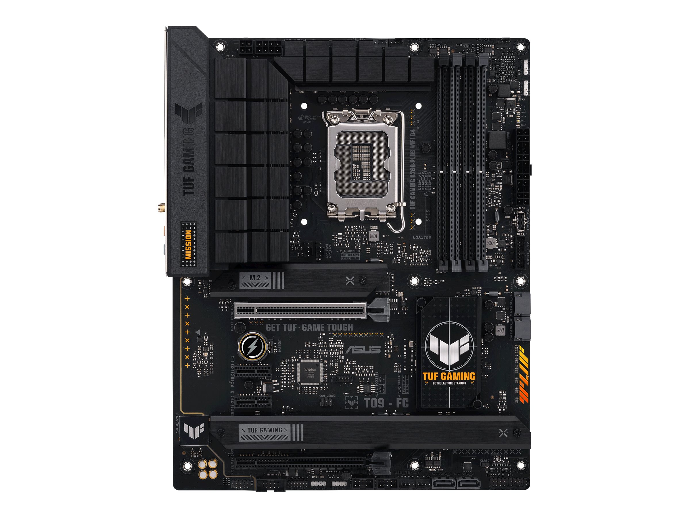 Pilt Asus | TUF GAMING B760-PLUS WIFI | Processor family Intel | Processor socket LGA1700 | DDR4 | Supported hard disk drive interfaces SATA, M.2 | Number of SATA connectors 4