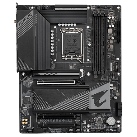 Pilt Gigabyte | B760 AORUS ELITE AX 1.0 M/B | Processor family Intel | Processor socket  LGA1700 | DDR5 DIMM | Memory slots 4 | Supported hard disk drive interfaces 	SATA, M.2 | Number of SATA connectors 4 | Chipset Intel B760 Express | ATX