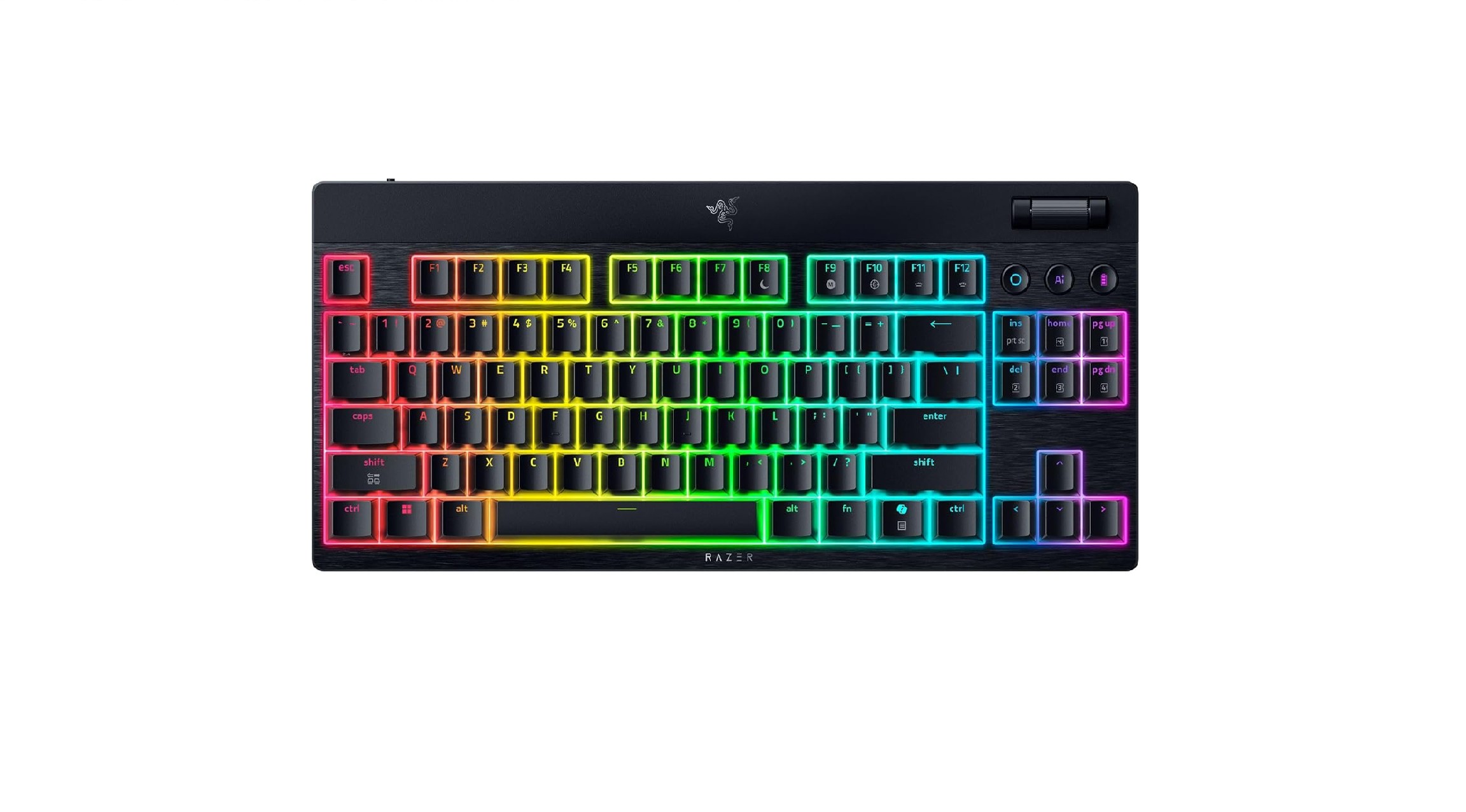 Pilt Razer | BlackWidow V4 Low-Profile HyperSpeed | Keyboard | Wireless | US | Bluetooth | Green Switches | Black
