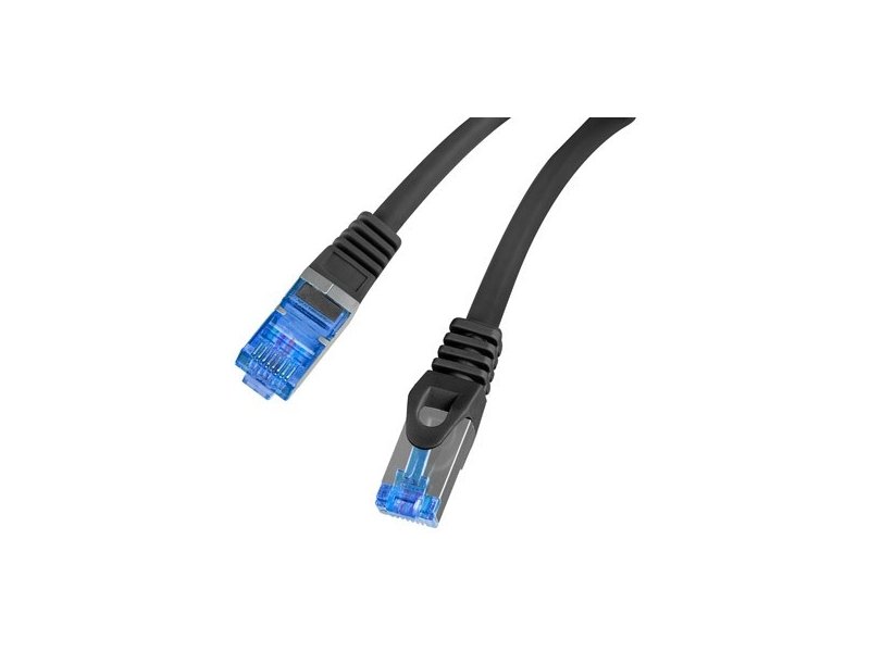 Pilt Lanberg | Patch Cord cat. 6 FTP | PCF6A-10CC-0025-BK | S/FTP | Black | 0.25 m | S/FTP shielding type – Aluminium braid on wire and each pair foiled additionally. The coating is made of low-smoke and Halogen-free materials (LSZH). Category compliance confirmed by Fluke tester.  Stranded wires made from CCA