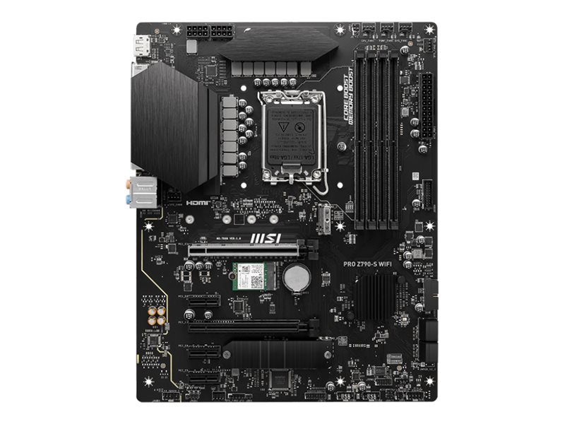 Pilt MSI | PRO Z790-S WIFI | Processor family Intel | Processor socket LGA1700 | DDR5 | Supported hard disk drive interfaces SATA, M.2 | Number of SATA connectors 4