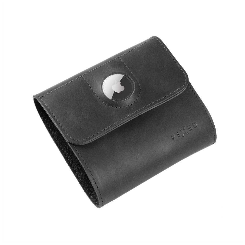 Pilt Fixed | Classic Wallet for AirTag | Apple | Genuine cowhide | Black | Dimensions of the wallet : 11 x 11.5 cm; Closing of the wallet is secured by a magnet; Smaller pocket for Apple AirTag; inner hidden pocket; 4 pockets for credit cards or documents