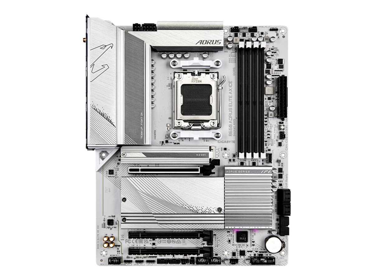 Pilt Gigabyte | B650 A ELITE AX ICE | Processor family AMD | Processor socket AM5 | DDR5 DIMM | Supported hard disk drive interfaces SATA, M.2 | Number of SATA connectors 4