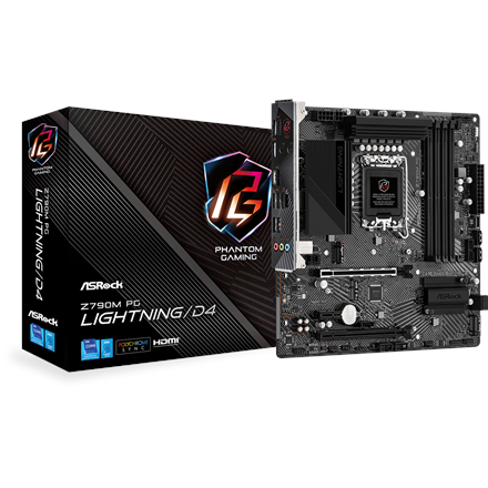 Pilt ASRock | Z790M PG LIGHTNING/D4 | Processor family Intel | Processor socket LGA1700 | DDR4 DIMM | Supported hard disk drive interfaces SATA, M.2 | Number of SATA connectors 4