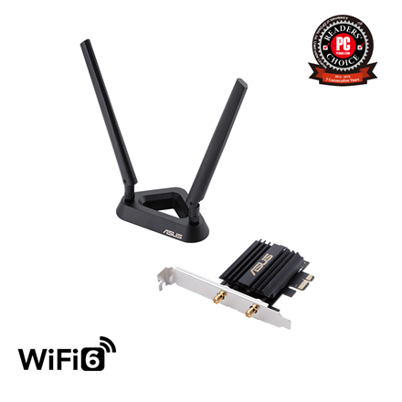 Pilt Asus PCE-AX58BT Wi-Fi 6 (802.11ax) AX3000 Dual-Band PCIe Wi-Fi Adapter | Asus | 2xExternal | PCI-E adapter | PCE-AX58BT | 3000 Mbit/s