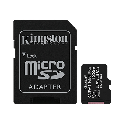 Pilt Kingston | Canvas Select Plus | UHS-I | 128 GB | MicroSDXC | Flash memory class 10 | SD Adapter