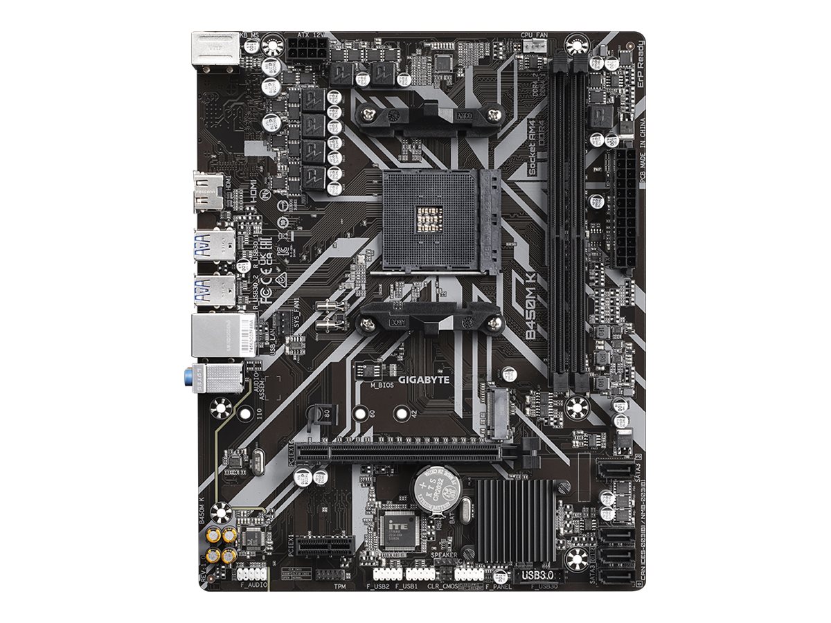 Pilt Gigabyte | B450M K 1.0 | Processor family AMD | Processor socket AM4 | DDR4 DIMM | Supported hard disk drive interfaces SATA, M.2 | Number of SATA connectors 4