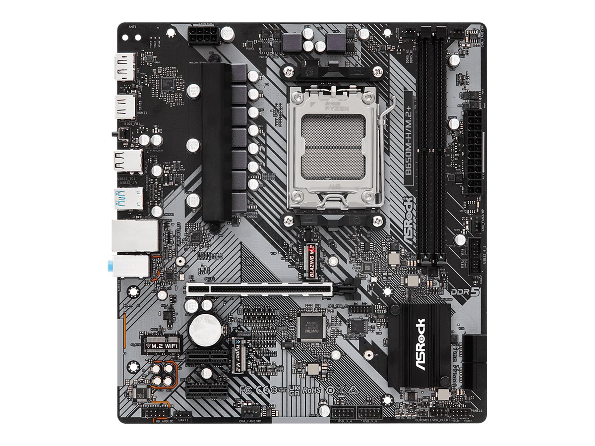 Pilt ASRock | B650M-H/M.2+ | Processor family AMD | Processor socket AM5 | DDR5 | Supported hard disk drive interfaces SATA, M.2 | Number of SATA connectors 4