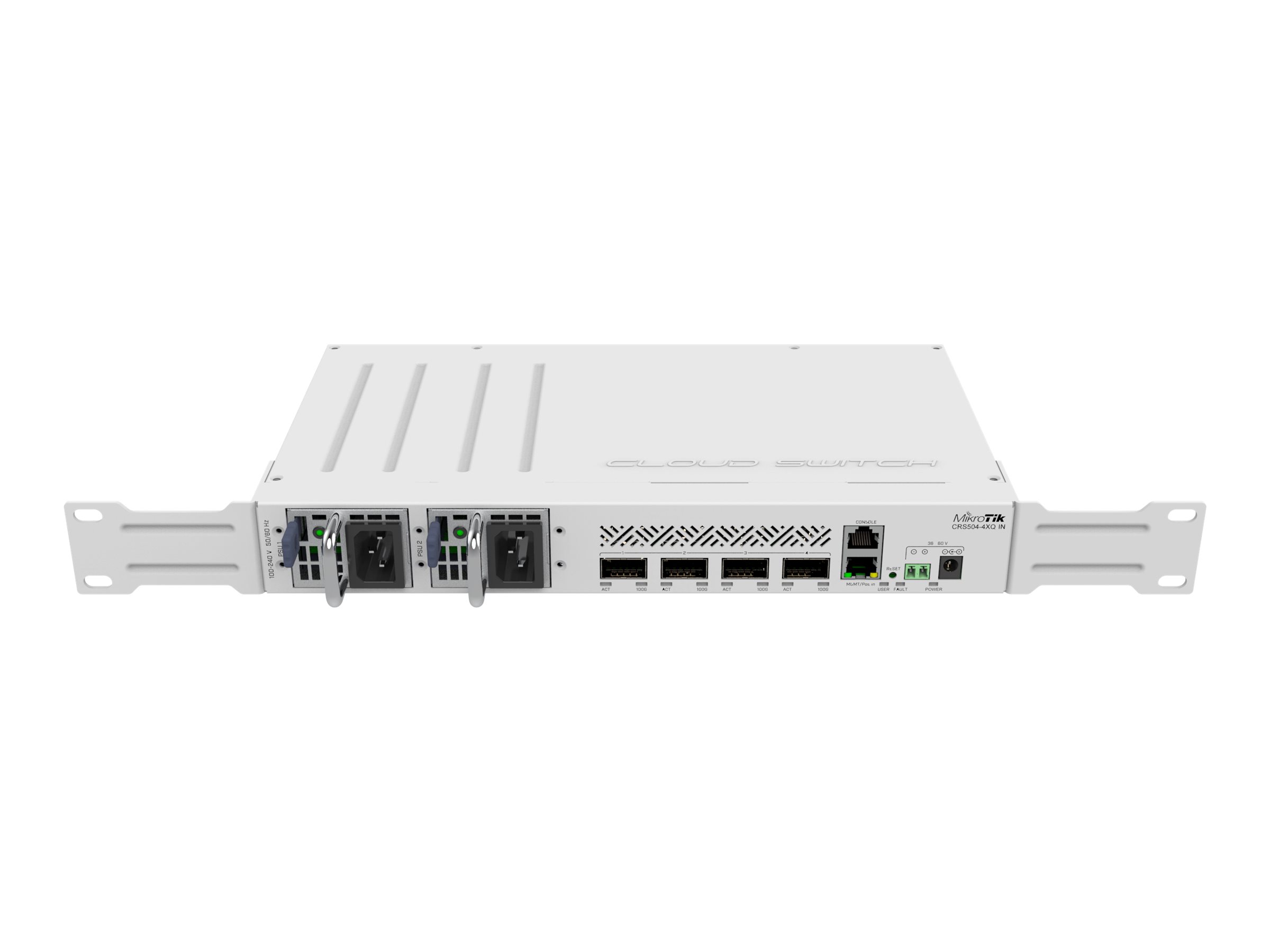 Pilt Cloud Router Switch | CRS504-4XQ-IN | No Wi-Fi | 10/100 Mbit/s | Ethernet LAN (RJ-45) ports 1 | Mesh Support No | MU-MiMO No | No mobile broadband