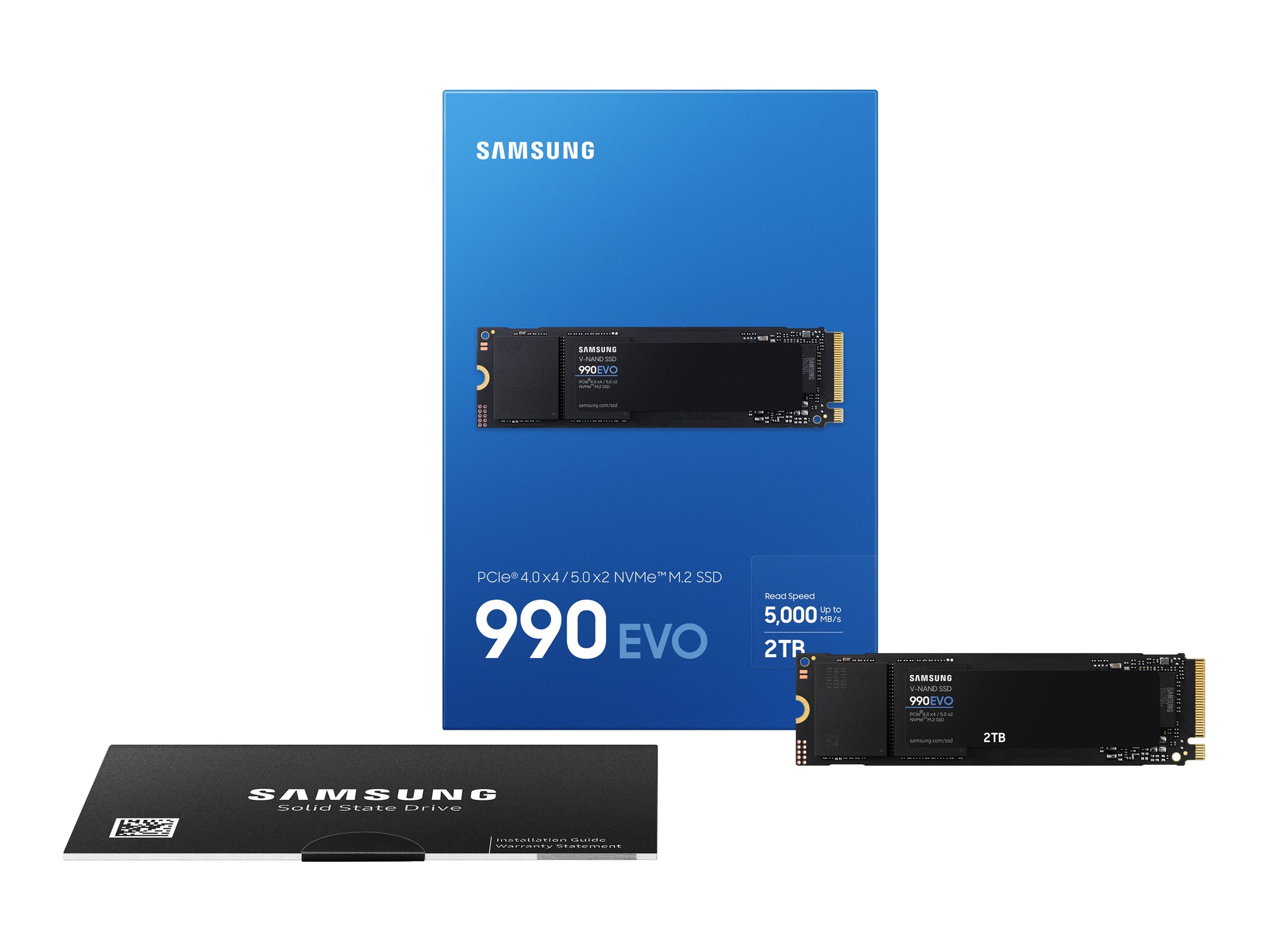 Pilt Samsung | 990 EVO | 2000 GB | SSD form factor M.2 2280 | SSD interface NVMe | Read speed 5000 MB/s | Write speed 4200 MB/s