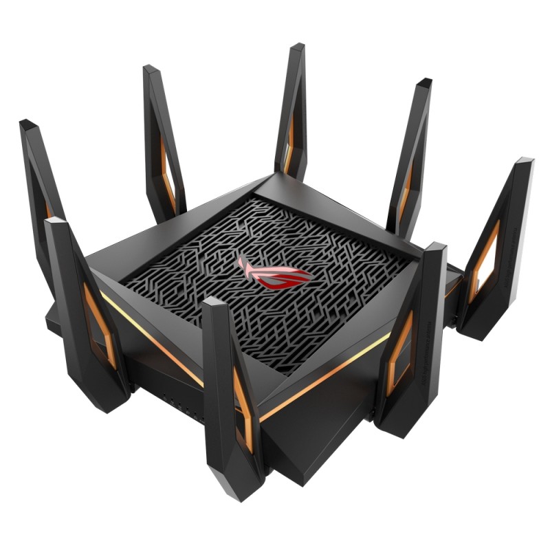 Pilt GT-AX11000 Tri-band WiFi Gaming Router | ROG Rapture | 802.11ax | 4804+1148 Mbit/s | 10/100/1000 Mbit/s | Ethernet LAN (RJ-45) ports 4 | Mesh Support Yes | MU-MiMO No | No mobile broadband | Antenna type 8xExternal | 2 x USB 3.1 Gen 1 | month(s)