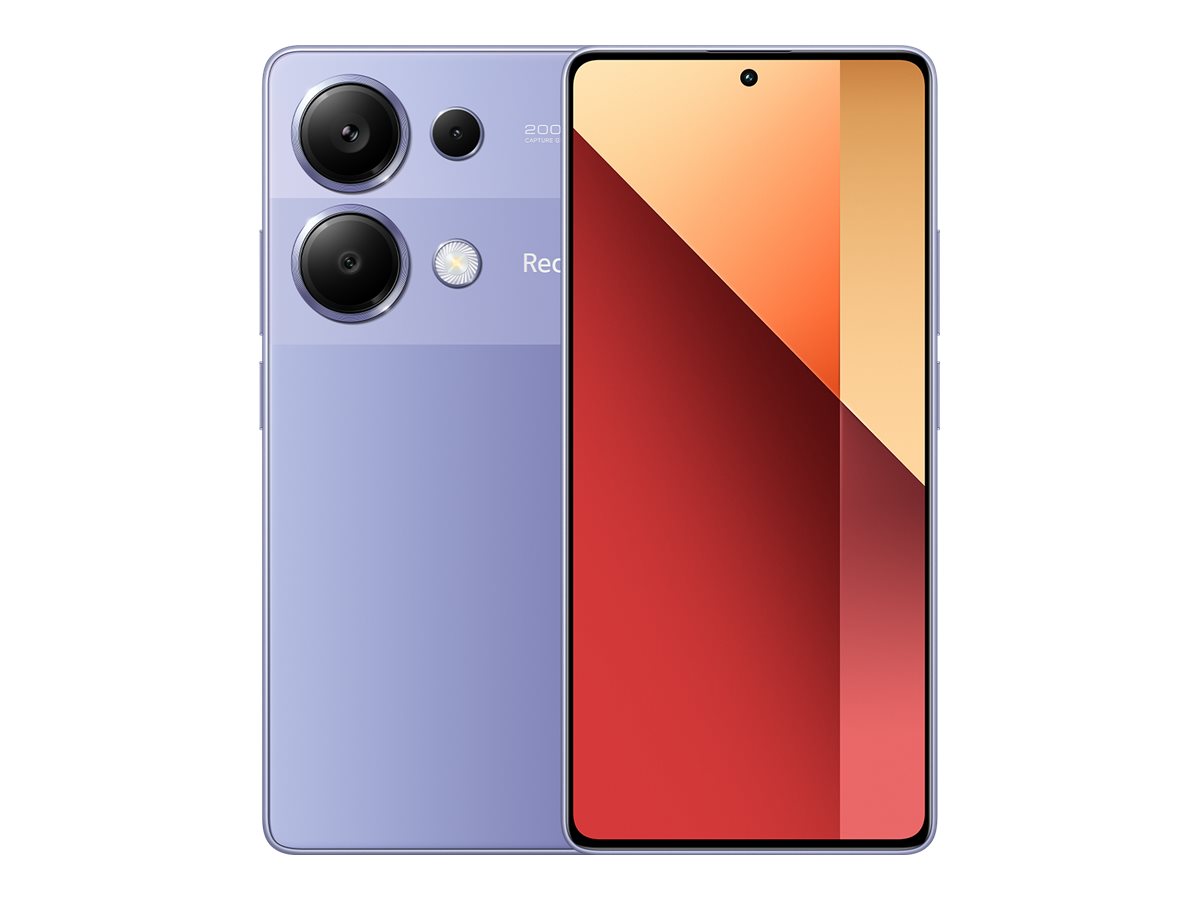 Pilt Xiaomi | Redmi | Note 13 Pro | Lavander Purple | 6.67 " | AMOLED | 1080 x 2400 pixels | Mediatek | Internal RAM 8 GB | 256 GB | Dual SIM | Nano-SIM | 4G | Main camera 200+8+2 MP | Secondary camera 16 MP | Android | 13 | 5000 mAh