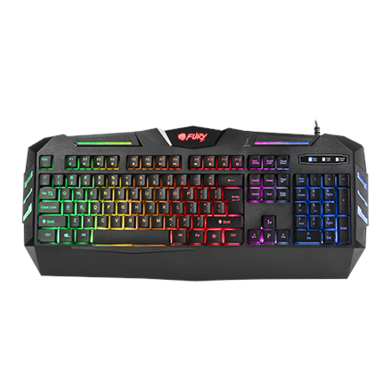 Pilt FURY Spitfire Gaming Keyboard, US Layout, Wired, Black | Fury | USB 2.0 | Spitfire | Gaming keyboard | Gaming Keyboard | RGB LED light | US | Wired | Black | 1.8 m