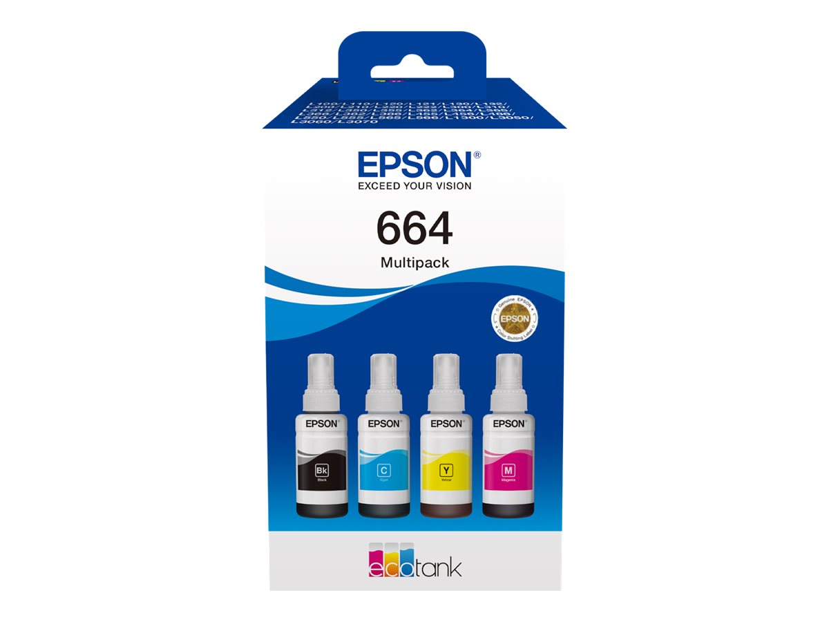 Pilt Epson 664 EcoTank 4-colour multipack | Epson C13T66464A | Epson 664 EcoTank 4-colour multipack | Ink tank | Black, yellow, cyan, magenta