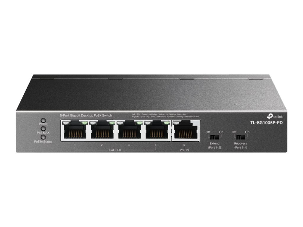 Pilt TP-LINK | 5-Port Gigabit Desktop Switch with 4-Port PoE | TL-SG1005P-PD | Unmanaged | Desktop/Wall mountable