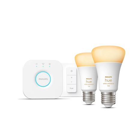 Pilt Philips Hue | HueWA Starter Kit 2pcs, Bridge, Switch | E27 | 11 W | Warm to cool white light, 2200-6500K | Bluetooth and Zigbee