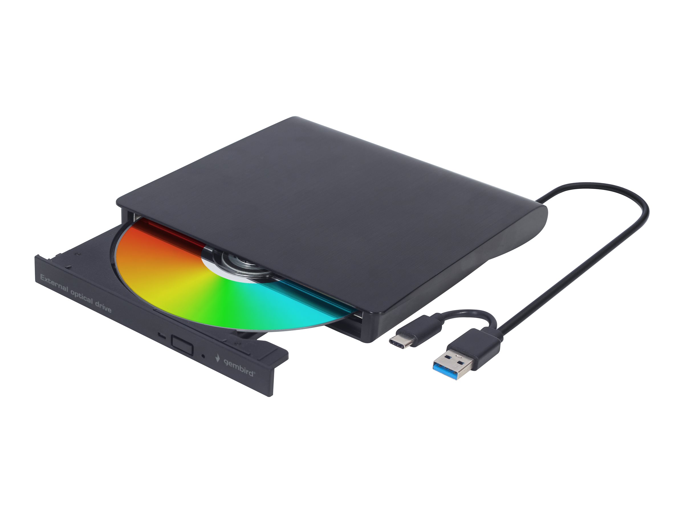 Pilt Gembird | External USB DVD Drive | DVD-USB-03 | Interface USB 3.1 Gen 1 | DVD±RW (±R DL) / DVD-RAM | CD read speed 24 x | CD write speed 24 x | Black