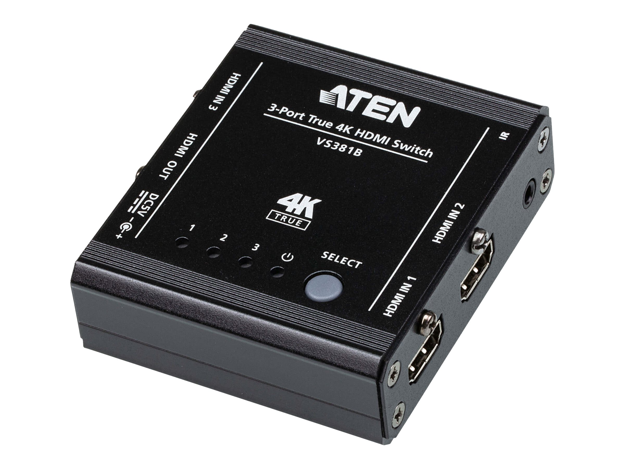 Pilt Aten | 3-Port True 4K HDMI Switch | VS381B | Input: 3 x HDMI Type A Female; Output: 1 x HDMI Type A Female