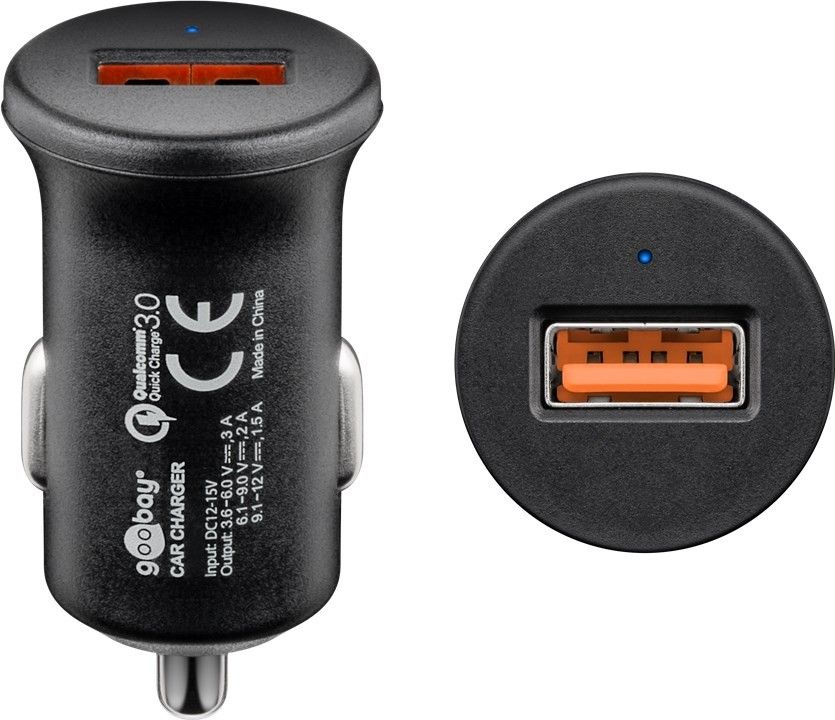 Pilt Goobay | Quick Charge QC3.0 USB car fast charger | Cigarette lighter Male | USB 2.0 Female (Type A)