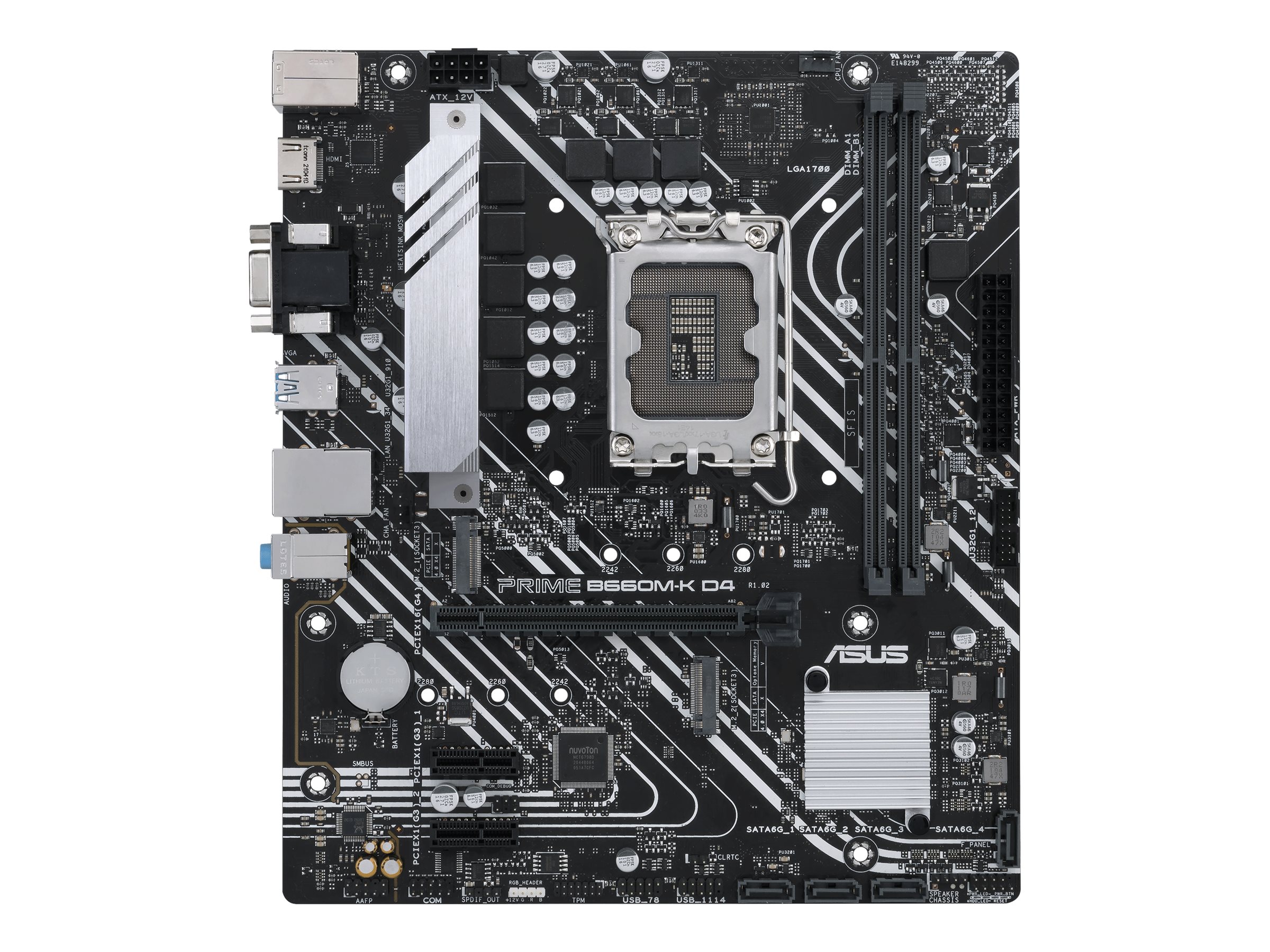 Pilt Asus | PRIME B660M-K D4 | Processor family Intel | Processor socket LGA1700 | DDR4 DIMM | Supported hard disk drive interfaces SATA, M.2 | Number of SATA connectors 4