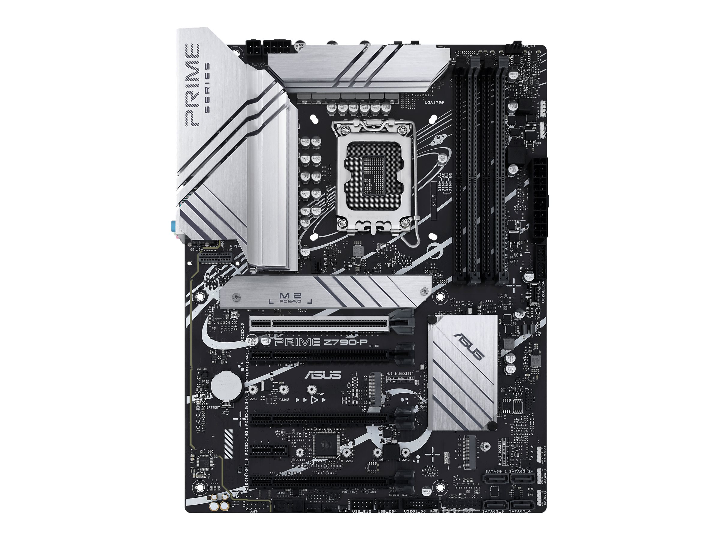 Pilt ASUS PRIME Z790-P-CSM | Processor family Intel Z790 | Processor socket 1 x LGA1700 Socket | 4 DIMM slots - DDR5, non-ECC, on-die ECC, unbuffered | Supported hard disk drive interfaces SATA-600 (RAID), 3 x M.2 | Number of SATA connectors 4