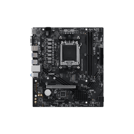 Pilt MSI PRO A620AM-B EVO | Processor family AMD | Processor socket AM5 | DDR5 | Supported hard disk drive interfaces SATA, M.2 | Number of SATA connectors 2