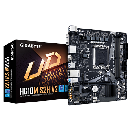 Pilt Gigabyte | H610M S2H V2 1.0 | Processor family Intel | Processor socket LGA1700 | DDR5 DIMM | Supported hard disk drive interfaces M.2, SATA | Number of SATA connectors 4