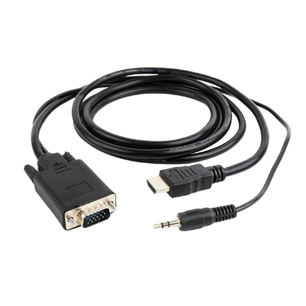 Pilt Cablexpert HDMI to VGA and  Audio Adapter Cable, Single Port, 1.8m, Black | Cablexpert