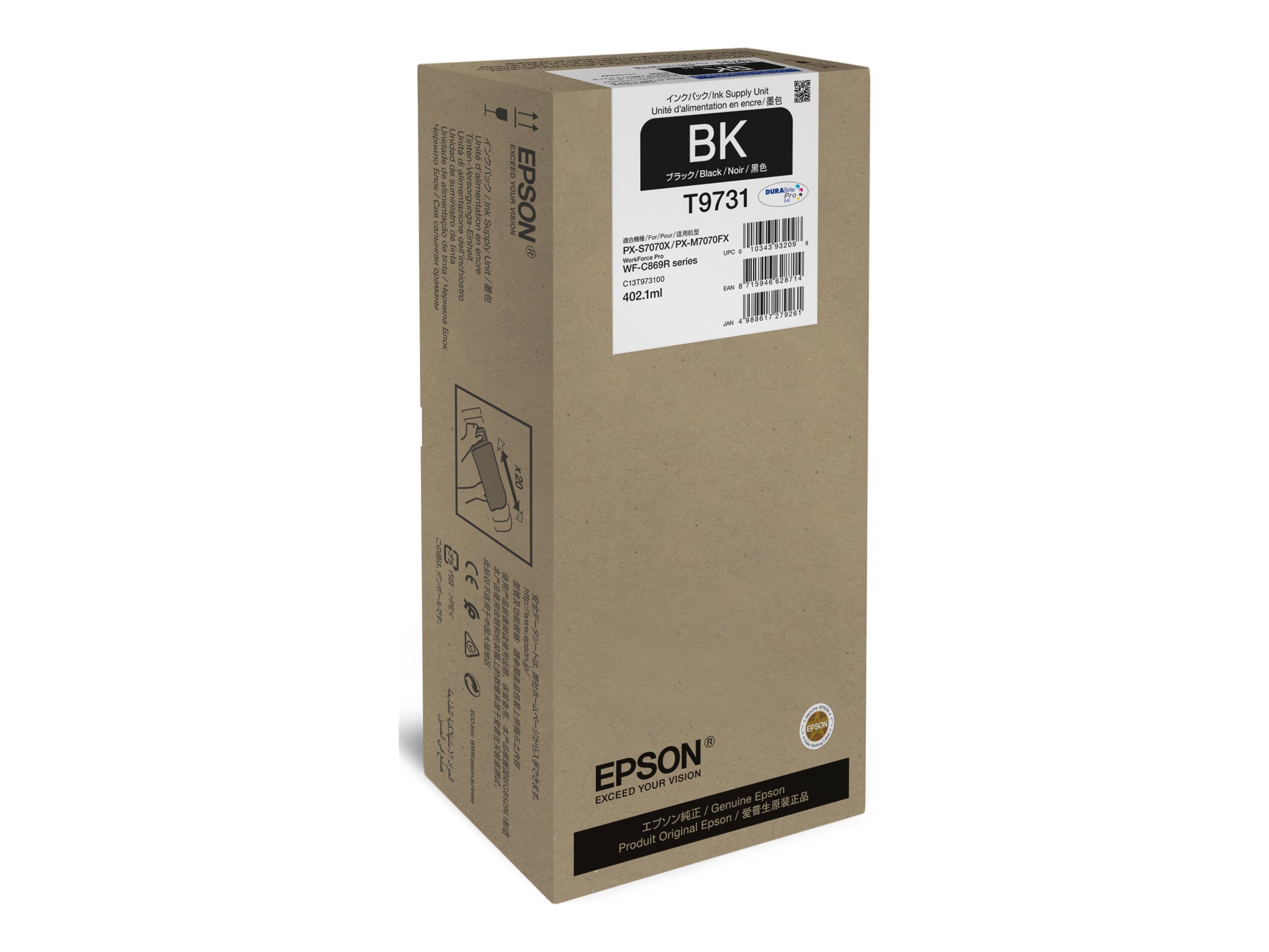 Pilt Epson WF-C869R Black XL Ink WorkForce Pro | Epson C13T97310N | Epson T9731 - XL size - black - original - ink pack | Ink pack | Black